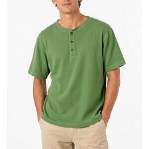 Vintage Eddie Bauer Green Waffle Knit Cotton Henley Shirt Casual Men’s Small
